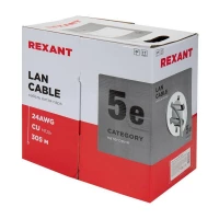 Кабель витая пара F/UTP 4х2х24AWG кат.5E solid CU PVC сер. (м) Rexant 01-0143 ТехноИмпульс