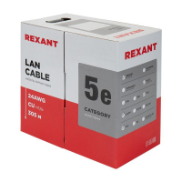 Кабель витая пара U/UTP кат.5E 4х2х24AWG solid CU PVC сер. (м) Rexant 01-0043 ТехноИмпульс