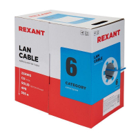 Кабель витая пара U/UTP кат.6 4х2х23AWG solid CU PVC син. (м) Rexant 01-0047 ТехноИмпульс