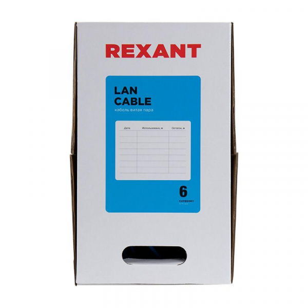 Кабель витая пара U/UTP кат.6 4х2х23AWG solid CU PVC син. (м) Rexant 01-0047 ТехноИмпульс