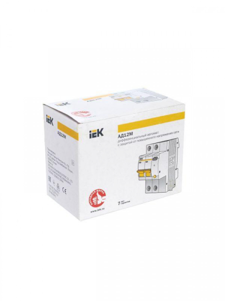 Выключатель автоматический дифференциального тока 2п C 25А 30мА тип A 4.5кА АД-12М KARAT IEK MAD12-2-025-C-030 ТехноИмпульс