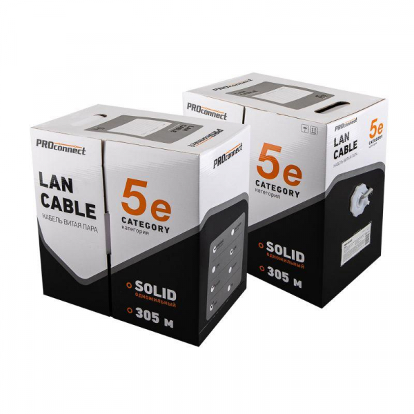 Кабель витая пара F/UTP кат.5e 4х2х24AWG solid CCA PVC INDOOR омедненный сер. (м) PROCONNECT 01-0142-3 ТехноИмпульс