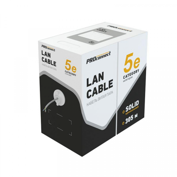 Кабель витая пара F/UTP 4х2х24AWG кат.5E solid CCA PVC сер. (м) PROCONNECT 01-0142-3 ТехноИмпульс