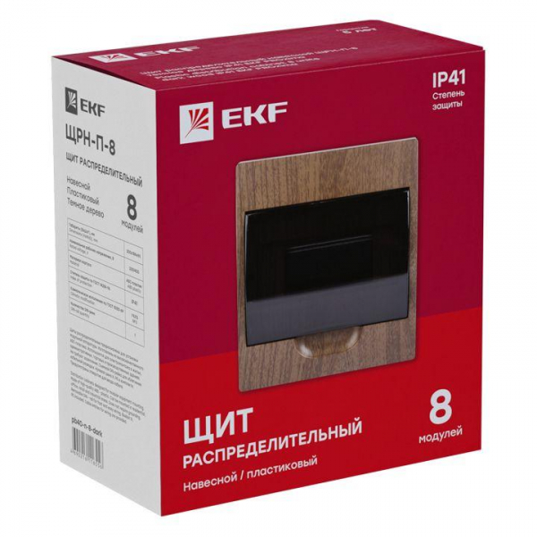 Щит ЩРН-П-8 IP41 темное дерево PROxima EKF pb40-n-8-dark ТехноИмпульс