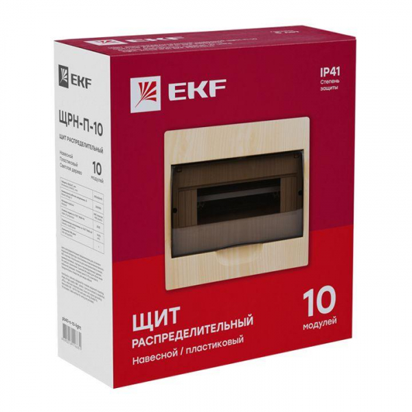 Щит ЩРН-П-10 IP41 светлое дерево PROxima EKF pb40-n-10-light ТехноИмпульс