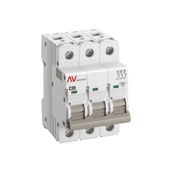 Выключатель автоматический модульный 3п C 20А 6кА AV-6 AVERES EKF mcb6-3-20C-av ТехноИмпульс