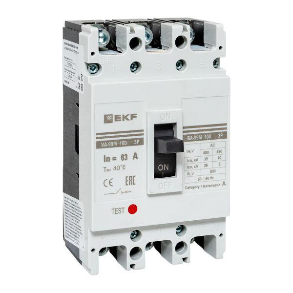 Выключатель автоматический 3п 100/63А 35кА ВА-99М PROxima EKF mccb99-100-63m ТехноИмпульс