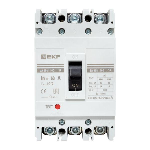 Выключатель автоматический 3п 100/63А 35кА ВА-99М PROxima EKF mccb99-100-63m ТехноИмпульс