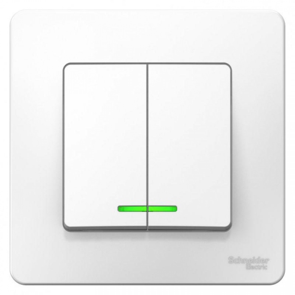 Выключатель 2-кл. СП Blanca 10А IP20 (сх. 5) 250В с подсветкой бел. SE BLNVS010511 ТехноИмпульс