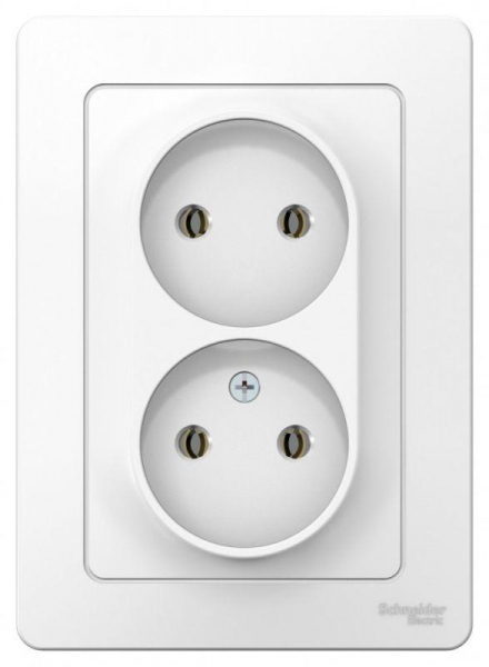 Розетка 2-м СП Blanca 16А IP20 250В без заземл. без защ. шторок бел. SE BLNRS000021 ТехноИмпульс