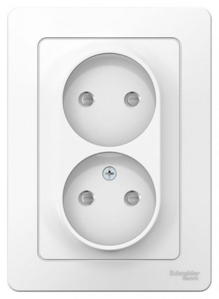 Розетка 2-м СП Blanca 16А IP20 250В без заземл. защ. шторки бел. SE BLNRS000121 ТехноИмпульс