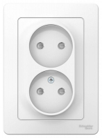 Розетка 2-м СП Blanca 16А IP20 250В без заземл. защ. шторки бел. SE BLNRS000121 ТехноИмпульс