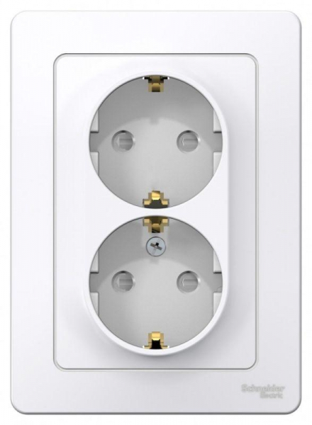 Розетка 2-м СП Blanca 16А IP20 250В с заземл. защ. шторки бел. SE BLNRS001121 ТехноИмпульс