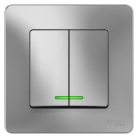 Выключатель 2-кл. СП Blanca 10А IP20 (сх. 5) 250В с подсветкой алюм. SE BLNVS010513 ТехноИмпульс