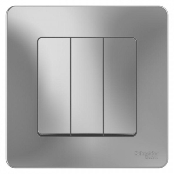 Выключатель 3-кл. СП Blanca 10А IP20 (сх. 1+1+1) 250В алюм. SE BLNVS100503 ТехноИмпульс