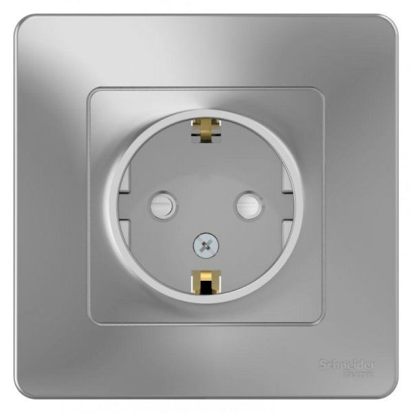 Розетка 1-м СП Blanca 16А IP20 250В с заземл. защ. шторки алюм. SE BLNRS001113 ТехноИмпульс