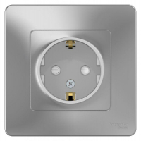Розетка 1-м СП Blanca 16А IP20 250В с заземл. защ. шторки алюм. SE BLNRS001113 ТехноИмпульс