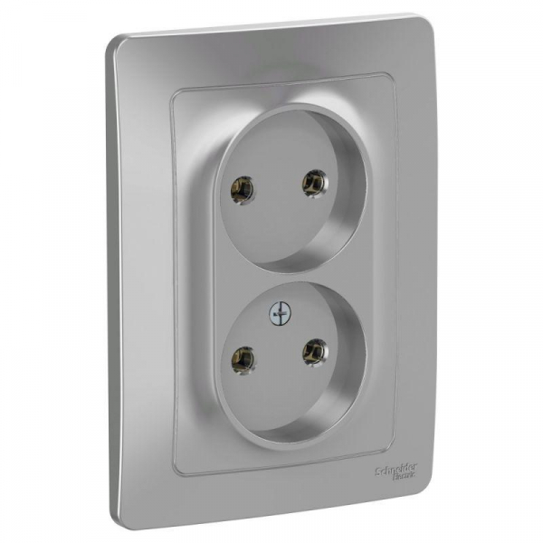 Розетка 2-м СП Blanca 16А IP20 250В без заземл. без защ. шторок алюм. SE BLNRS000023 ТехноИмпульс