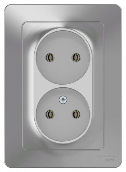 Розетка 2-м СП Blanca 16А IP20 250В без заземл. без защ. шторок алюм. SE BLNRS000023 ТехноИмпульс