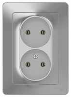 Розетка 2-м СП Blanca 16А IP20 250В без заземл. без защ. шторок алюм. SE BLNRS000023 ТехноИмпульс