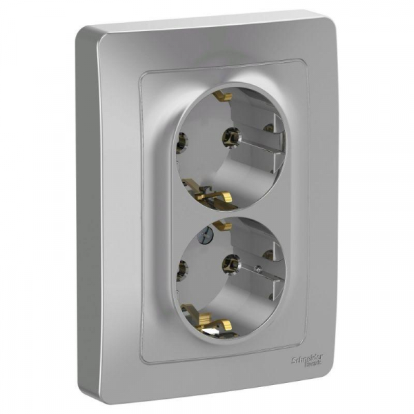 Розетка 2-м СП Blanca 16А IP20 250В с заземл. без защ. шторок алюм. SE BLNRS001023 ТехноИмпульс