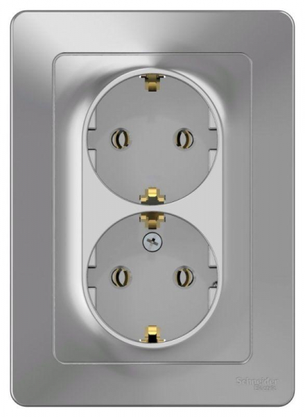 Розетка 2-м СП Blanca 16А IP20 250В с заземл. без защ. шторок алюм. SE BLNRS001023 ТехноИмпульс