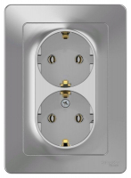 Розетка 2-м СП Blanca 16А IP20 250В с заземл. без защ. шторок алюм. SE BLNRS001023 ТехноИмпульс