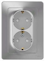 Розетка 2-м СП Blanca 16А IP20 250В с заземл. защ. шторки алюм. SE BLNRS001123 ТехноИмпульс