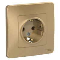 Розетка 1-м СП Blanca 16А IP20 250В с заземл. без защ. шторок титан SE BLNRS001014 ТехноИмпульс