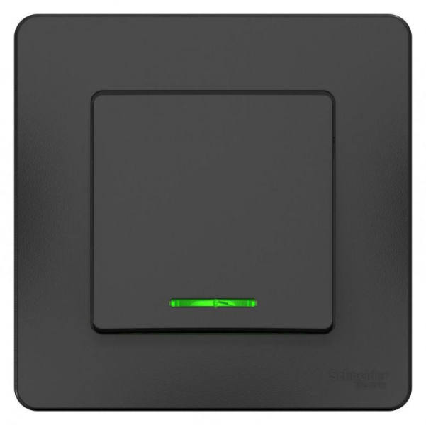 Выключатель 1-кл. СП Blanca 10А IP20 (сх. 1) 250В с подсветкой антрацит SE BLNVS010116 ТехноИмпульс