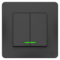 Выключатель 2-кл. СП Blanca 10А IP20 (сх. 5) 250В с подсветкой антрацит SE BLNVS010516 ТехноИмпульс