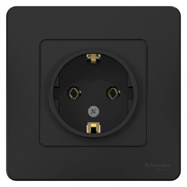 Розетка 1-м СП Blanca 16А IP20 250В с заземл. без защ. шторок антрацит SE BLNRS001016 ТехноИмпульс