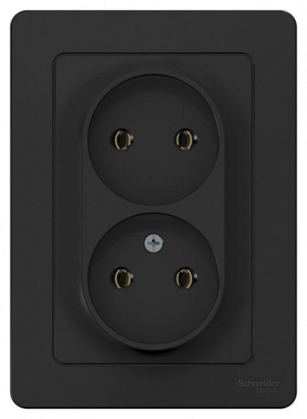 Розетка 2-м СП Blanca 16А IP20 250В без заземл. без защ. шторок антрацит SE BLNRS000026 ТехноИмпульс