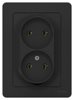 Розетка 2-м СП Blanca 16А IP20 250В без заземл. без защ. шторок антрацит SE BLNRS000026 ТехноИмпульс