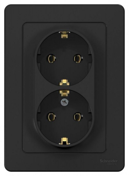 Розетка 2-м СП Blanca 16А IP20 250В с заземл. без защ. шторок антрацит SE BLNRS001026 ТехноИмпульс