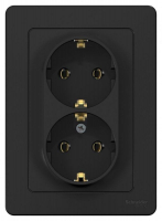 Розетка 2-м СП Blanca 16А IP20 250В с заземл. без защ. шторок антрацит SE BLNRS001026 ТехноИмпульс