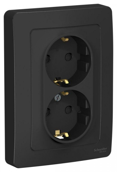 Розетка 2-м СП Blanca 16А IP20 250В с заземл. защ. шторки антрацит SE BLNRS001126 ТехноИмпульс