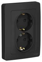 Розетка 2-м СП Blanca 16А IP20 250В с заземл. защ. шторки антрацит SE BLNRS001126 ТехноИмпульс