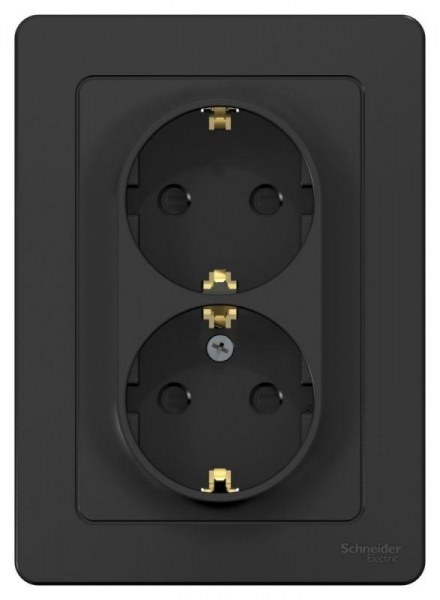 Розетка 2-м СП Blanca 16А IP20 250В с заземл. защ. шторки антрацит SE BLNRS001126 ТехноИмпульс