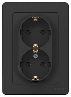 Розетка 2-м СП Blanca 16А IP20 250В с заземл. защ. шторки антрацит SE BLNRS001126 ТехноИмпульс