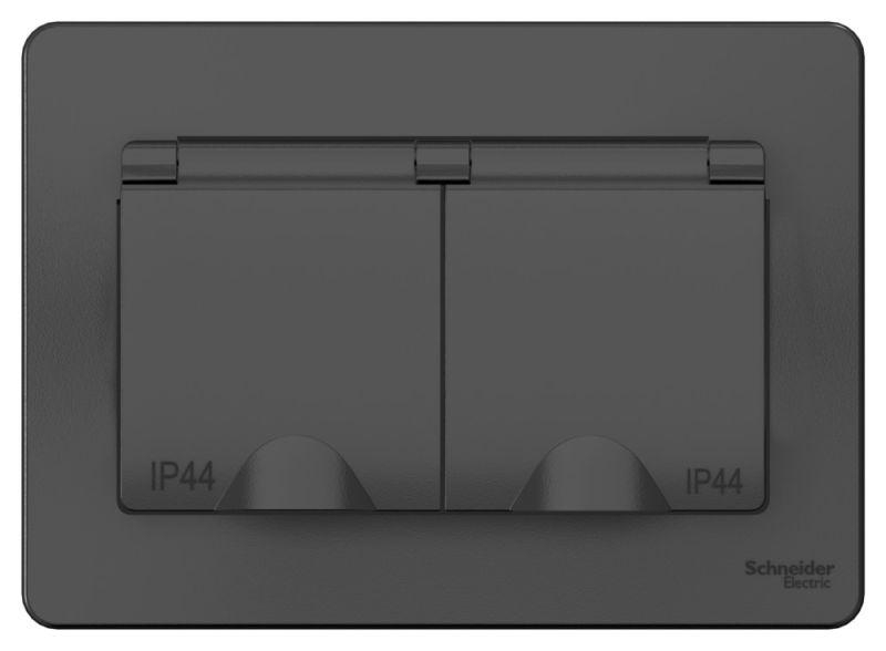 Розетка 2-м СП Blanca 16А IP44 250В с заземл. защ. шторки с крышкой антрацит SE BLNRS441126 ТехноИмпульс