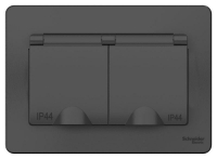 Розетка 2-м СП Blanca 16А IP44 250В с заземл. защ. шторки с крышкой антрацит SE BLNRS441126 ТехноИмпульс