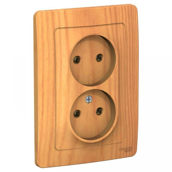 Розетка 2-м СП Blanca 16А IP20 250В без заземл. без защ. шторок ясень SE BLNRS000025 ТехноИмпульс