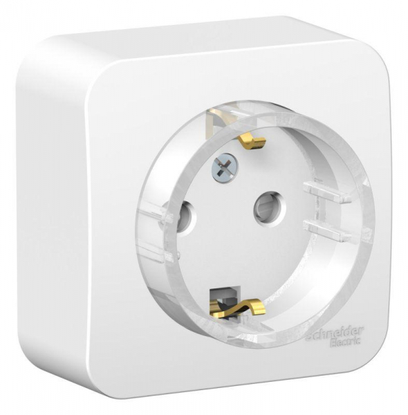 Розетка 1-м ОП Blanca 16А IP20 250В с заземл. защ. шторки с изолир. пластиной (компакт) бел. SE BLNRA111111 ТехноИмпульс