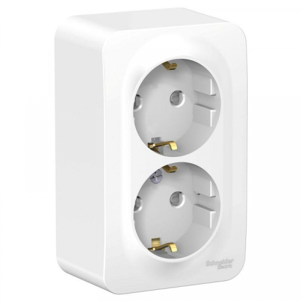 Розетка 2-м ОП Blanca 16А IP20 250В с заземл. защ. шторки с изолир. пластиной бел. SE BLNRA011211 ТехноИмпульс