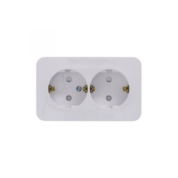 Розетка 2-м ОП Blanca 16А IP20 250В с заземл. защ. шторки с изолир. пластиной бел. SE BLNRA011211 ТехноИмпульс