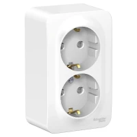 Розетка 2-м ОП Blanca 16А IP20 250В с заземл. защ. шторки с изолир. пластиной бел. SE BLNRA011211 ТехноИмпульс