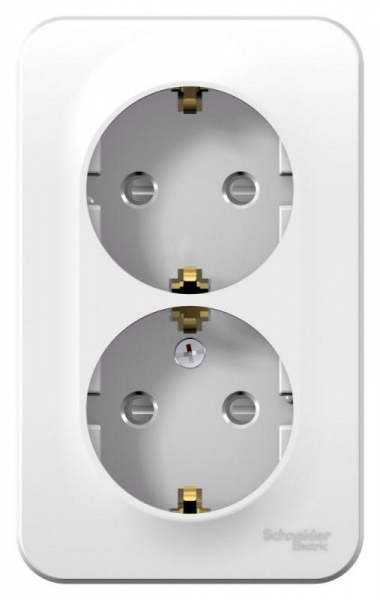 Розетка 2-м ОП Blanca 16А IP20 250В с заземл. защ. шторки с изолир. пластиной бел. SE BLNRA011211 ТехноИмпульс