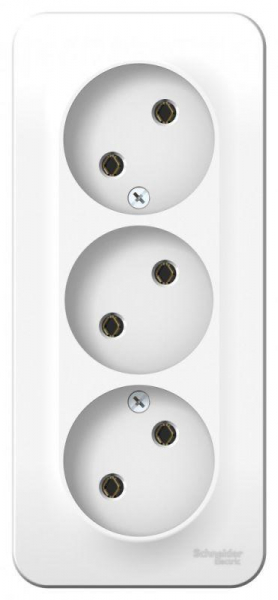 Розетка 3-м ОП Blanca 16А IP20 250В без заземл. без защ. шторок с изолир. пластиной бел. SE BLNRA000311 ТехноИмпульс