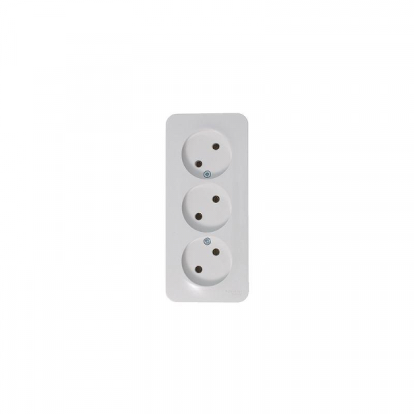 Розетка 3-м ОП Blanca 16А IP20 250В без заземл. без защ. шторок с изолир. пластиной бел. SE BLNRA000311 ТехноИмпульс